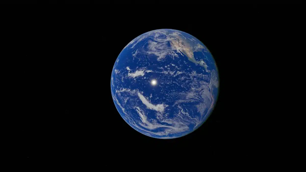 Asteroida zbliżająca się do Ziemi na tle kosmosu