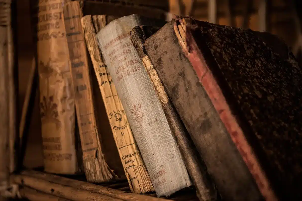 Czytelnicy wybierający książki na półce w bibliotece